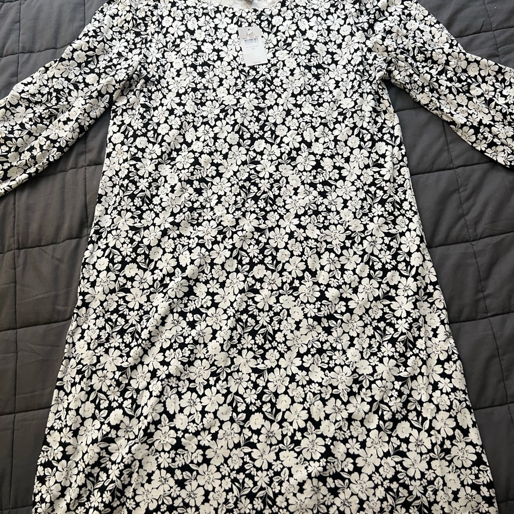 Floral Black and White Dress